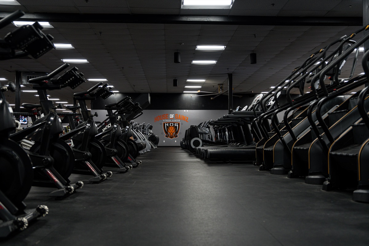Cardio section with bikes and treadmills at House of Gainz